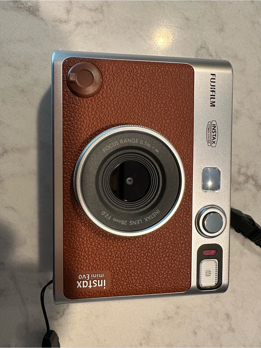 Fujifilm Instax Mini Evo Instant Camera — Brown & Silver